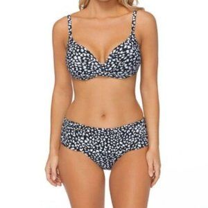 Island Escape Women's Gemini Printed Bikini Swim Set Black Size 14